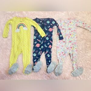 Carter's Yellow, Navy, and Pink Kids Footie Pajamas